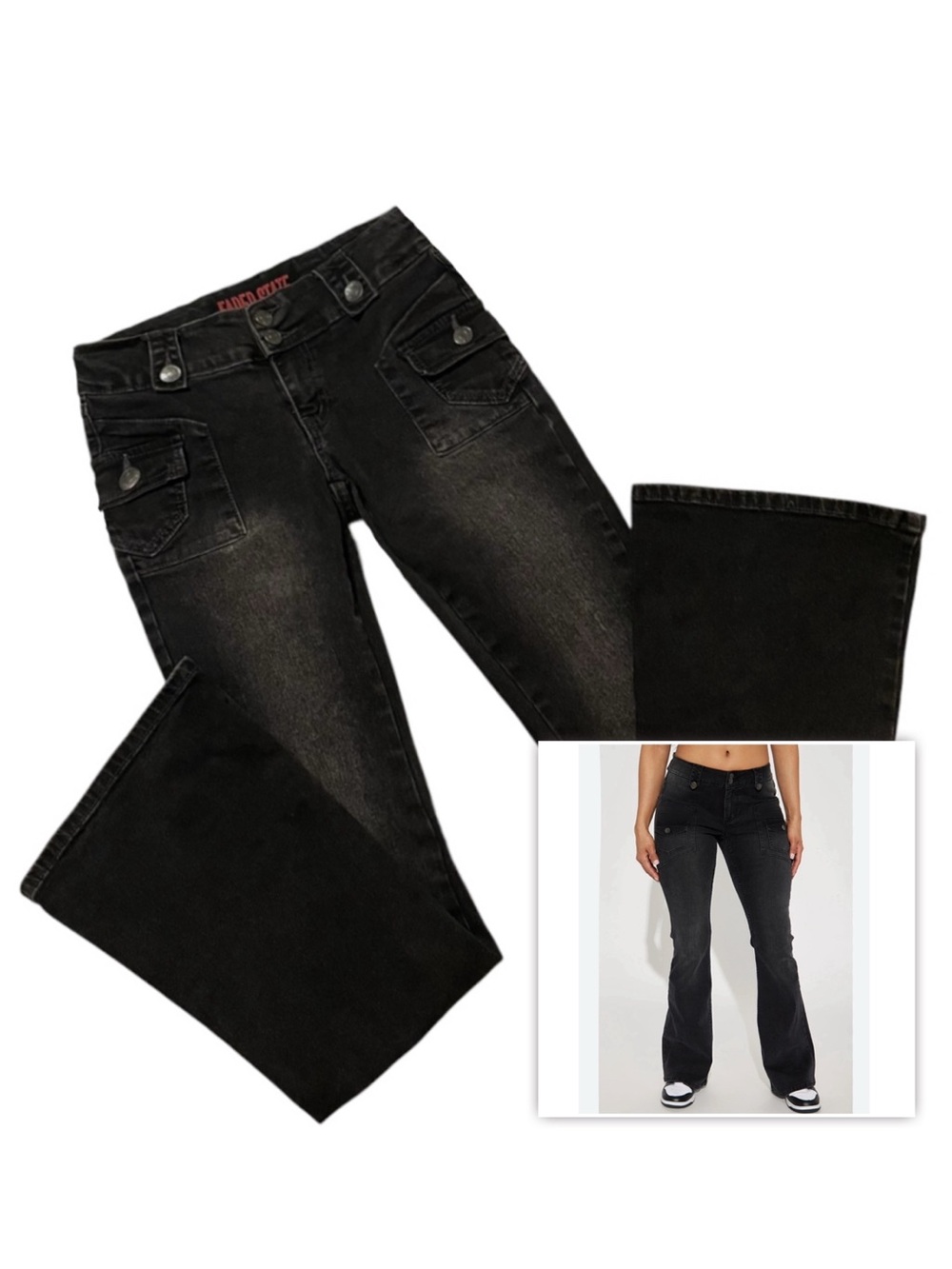 Women’s Black Utility Low Rise Jeans
